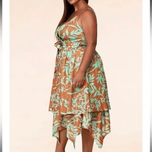 L’atiste by Amy Floral eyelet green brown size 3X NWT